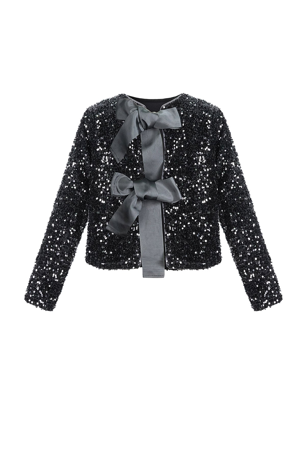 Polyester Lange Mouw Top Geknipt Met Vlinderdetail