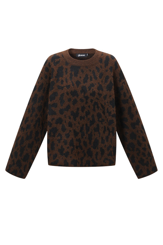 Stylish Leopard Print Knit Sweater for Fall/Winter