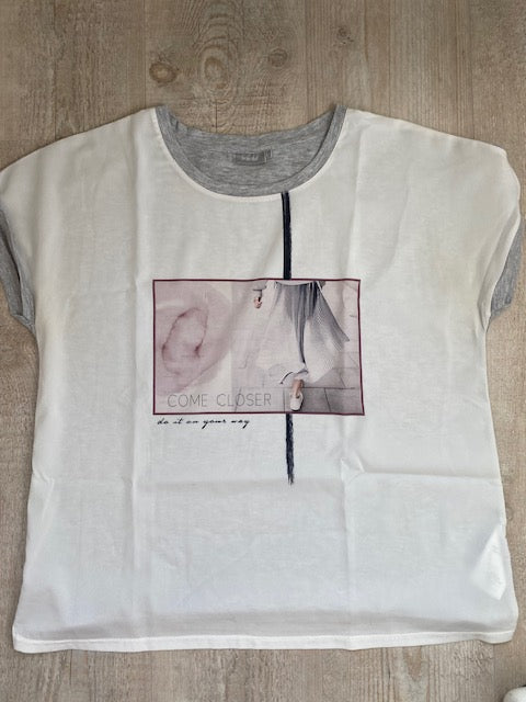 Fransa t shirt maat L wit grijs