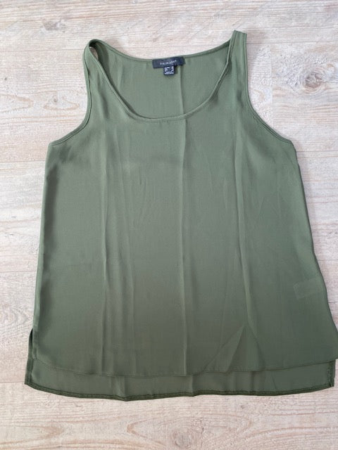 Top kaki zonder mouwen, luchtige top maat 38 medium