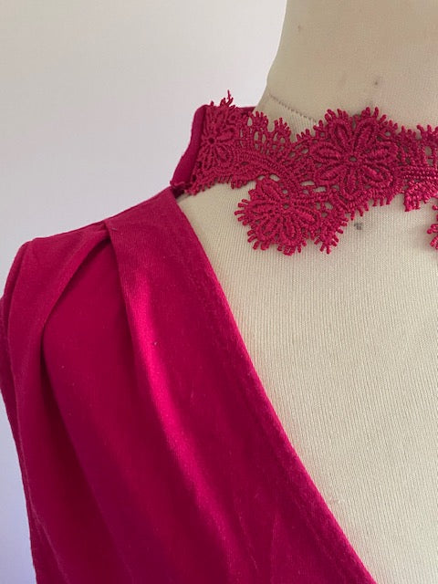 Morgan de Toi top choker/kant halslijn fuchsia / framboos maat XS