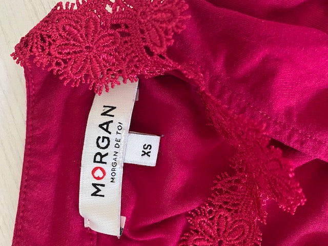 Morgan de Toi top choker/kant halslijn fuchsia / framboos maat XS