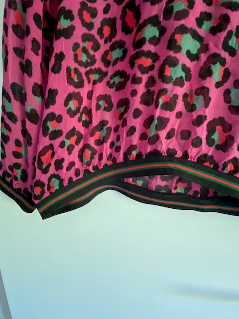 Geisha blouse shirt fuchsia met panterprint maat 38 M